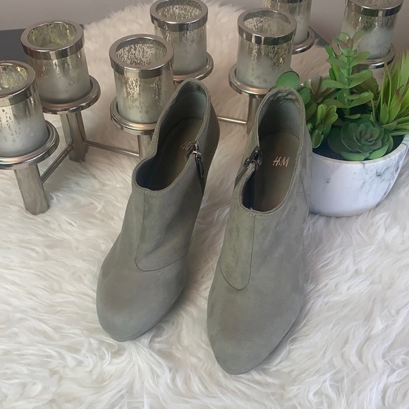 H&m Grey High Heel Ankle Boots Size 8 - Picture 1 of 10